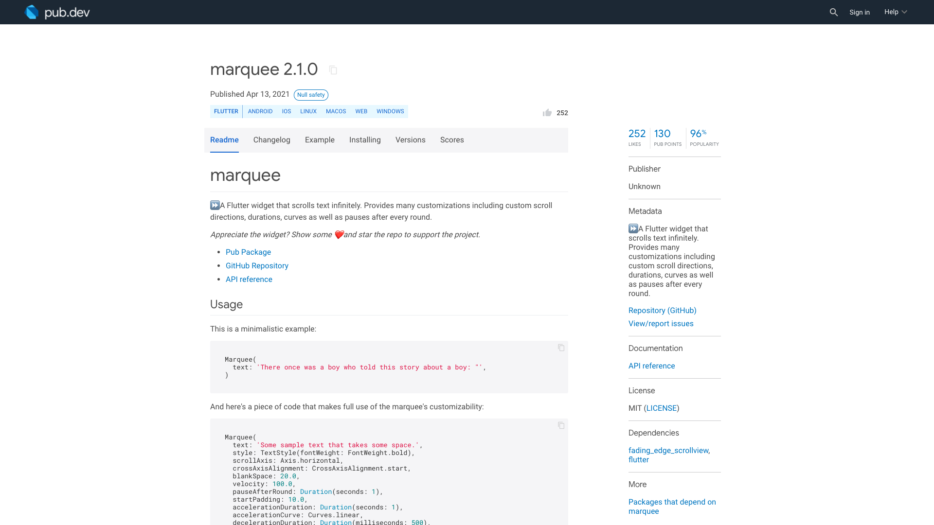 Flutter 長いテキストを自動でスクロールしてくれるプラグインの紹介 Nobushiueshi
